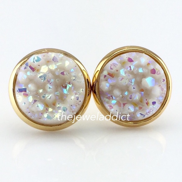 3 for 15🎀 Opal white Druzy Drusy style earrings - Picture 3 of 7